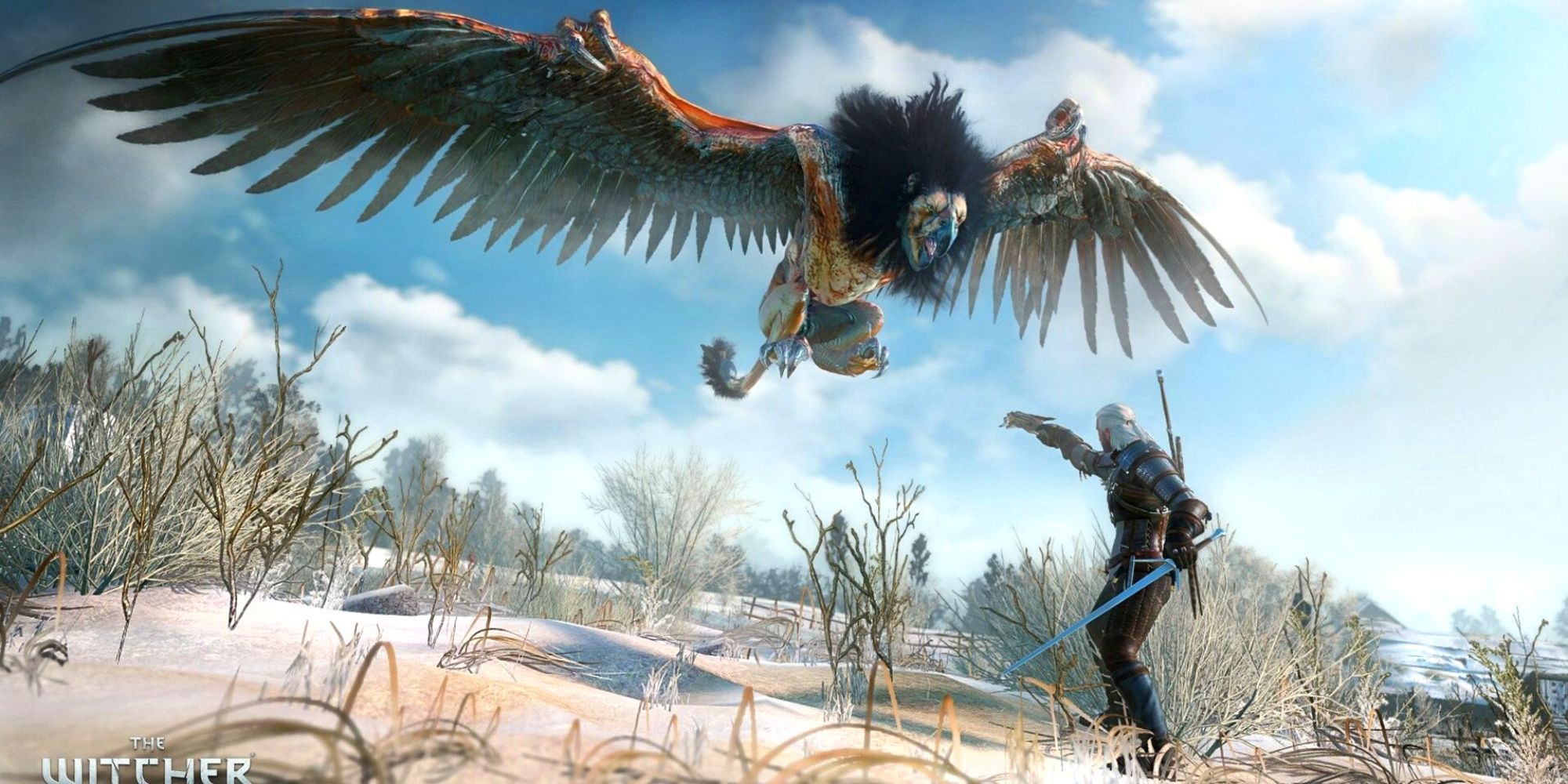 Geralt Fighting A Griffin In The Witcher 3