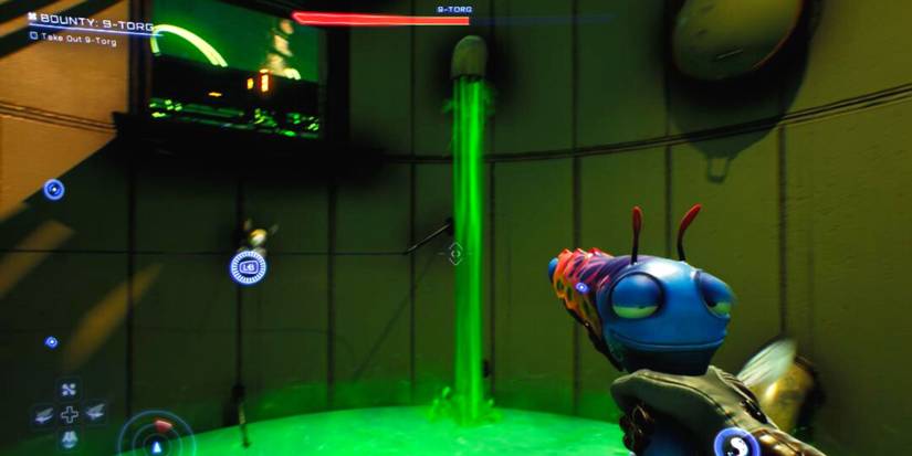 Tethering with Knifey above slime in 9-Torg boss battle in High on Life