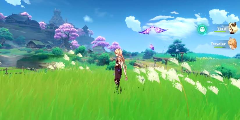 using sayu to catch crystalflies in genshin impact