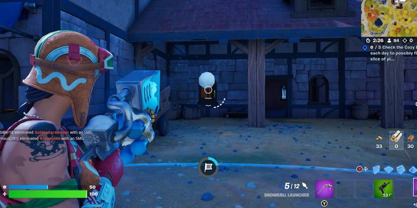 throwing a snowball with launcher