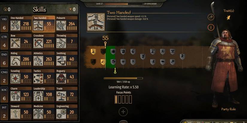 Mount & Blade 2: Bannerlord Viewing Character Skills 