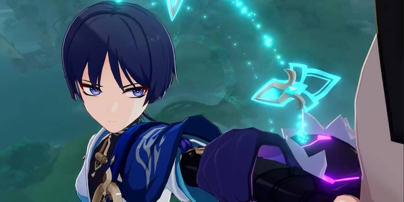 wanderer choking an enemy in genshin impact