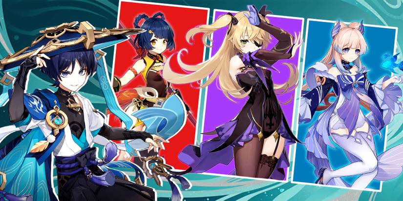 wanderer (scaramouche)-xiangling-fischl-kokomi in genshin impact