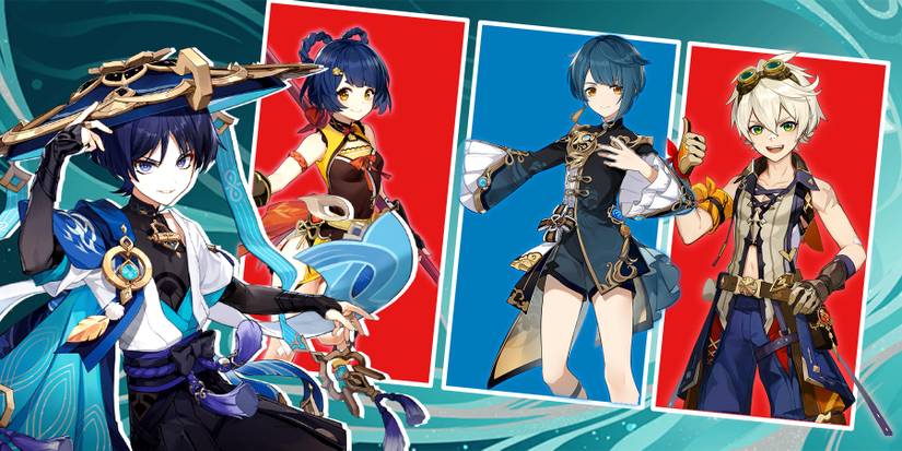 wanderer (scaramouche)-xiangling-xingqiu-bennett in genshin impact