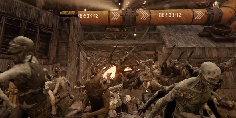 Warhammer 40,000 Darktide - An Example Of A Poxwalker Horde In-Game