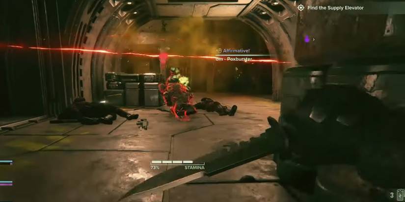 Warhammer 40k Darktide - Pushing Back A Poxburster While Also Dodging Backward