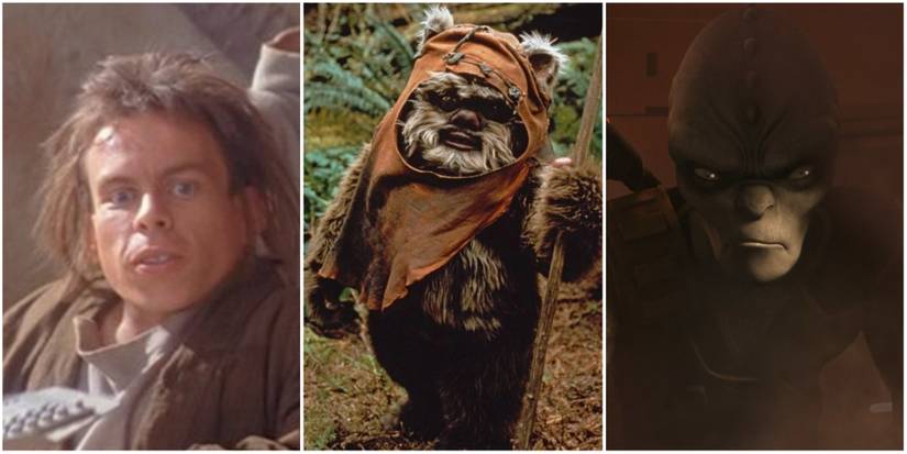 Warwick Davis, Wicket, and Rukh in Star Wars