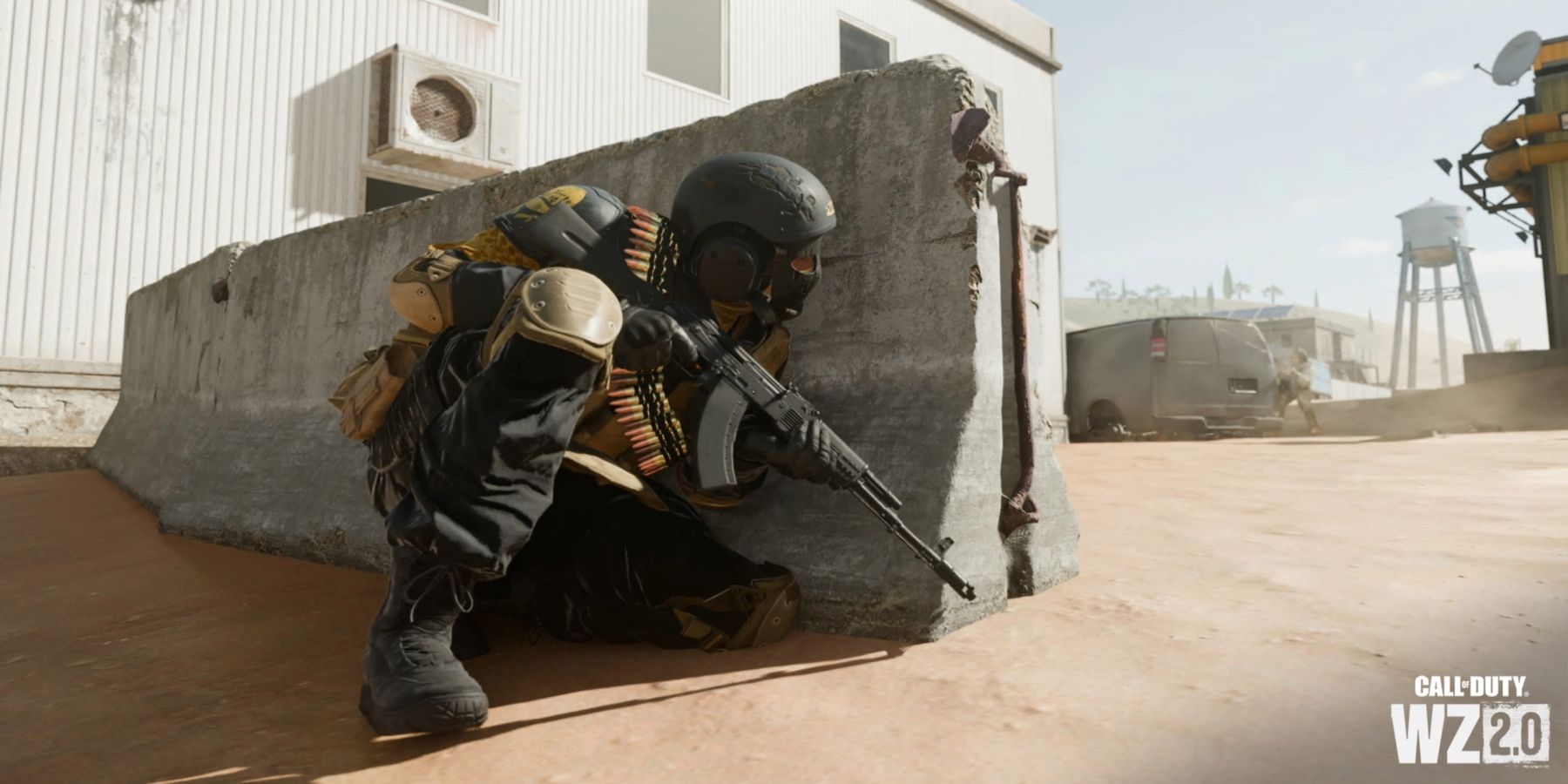 Soldier hiding behind a barrier in Call of Duty Warzone 2