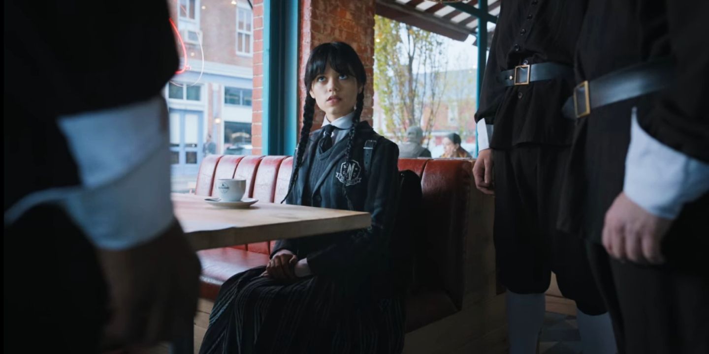 Wednesday Addams in the Weathervane cafe in the new Netflix series