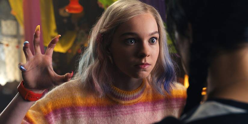 Enid Sinclair with her claws out in the new Wednesday series.