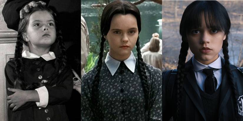 Wednesday Addams in the 1964 sitcom, the 1993 movie, and the 2022 Netflix series