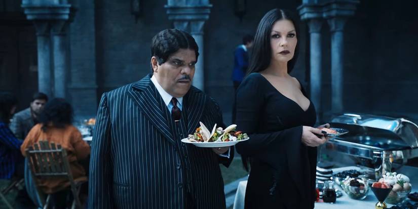 Gomez and Morticia Addams at the Nevermore Family Day Feast