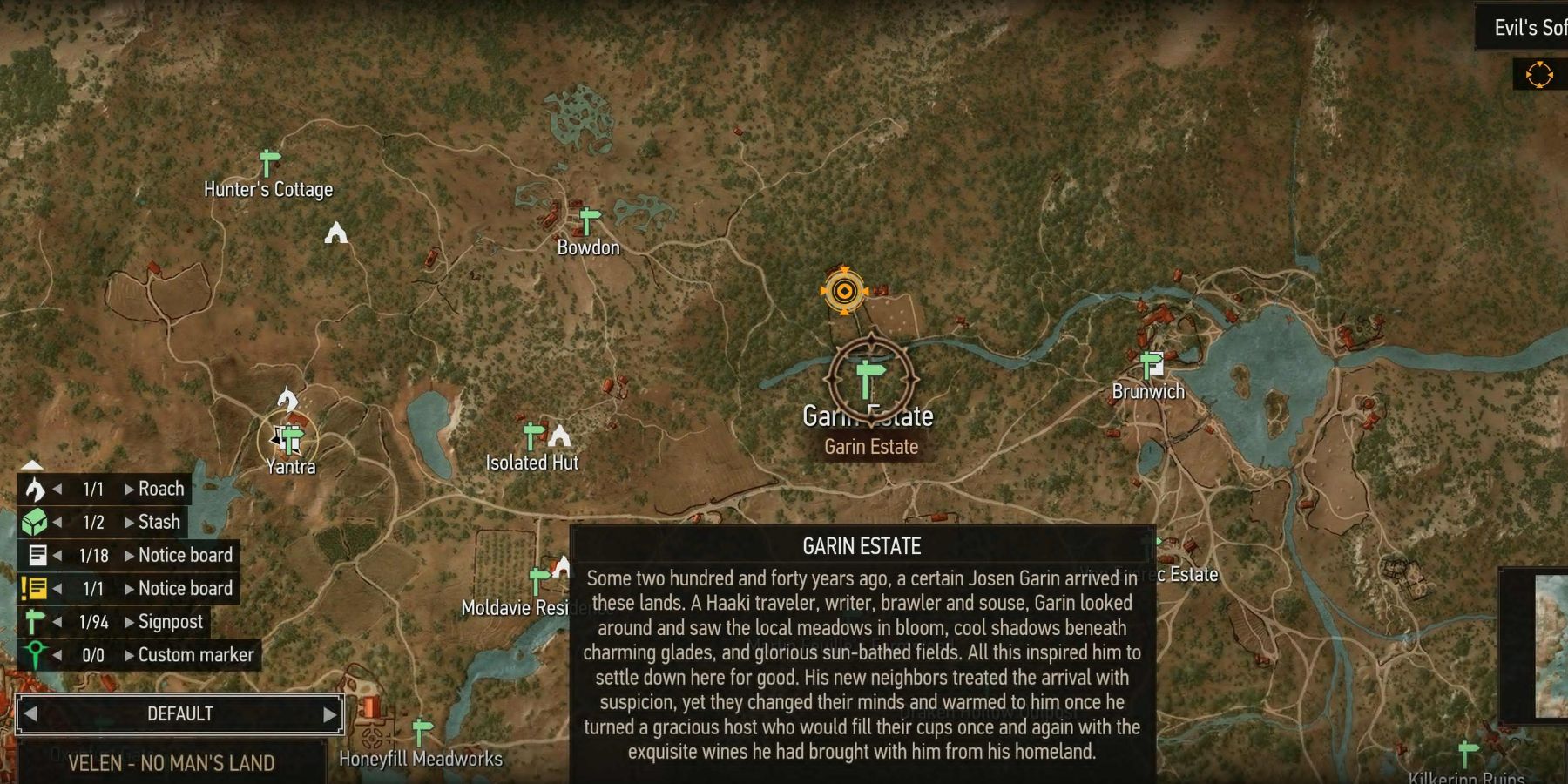 Witcher 3 Garin Estate on the map