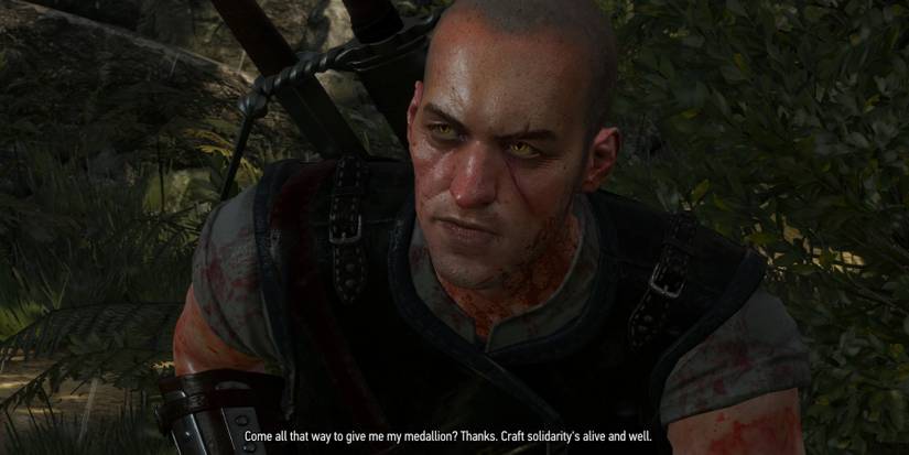 Witcher 3 Geralt discovers Gaetan outside Honorton village