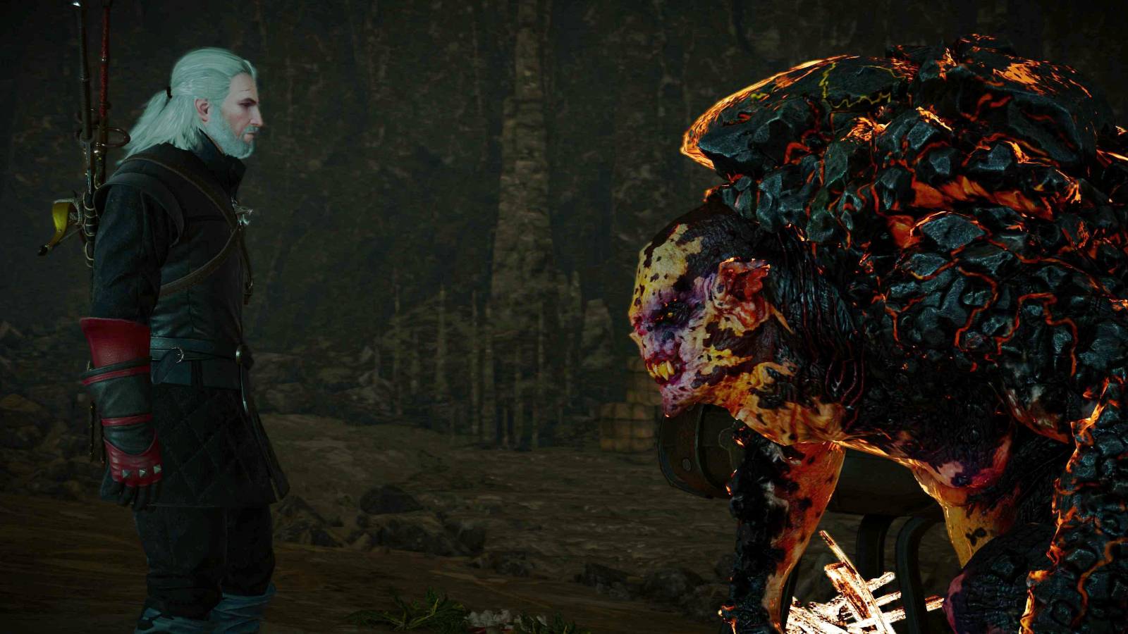 Witcher 3 Geralt meeting the cave troll-1