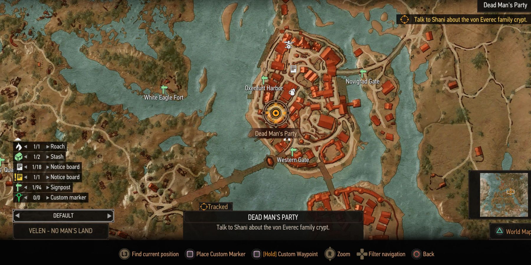 Witcher 3 - Shani's location on the world map
