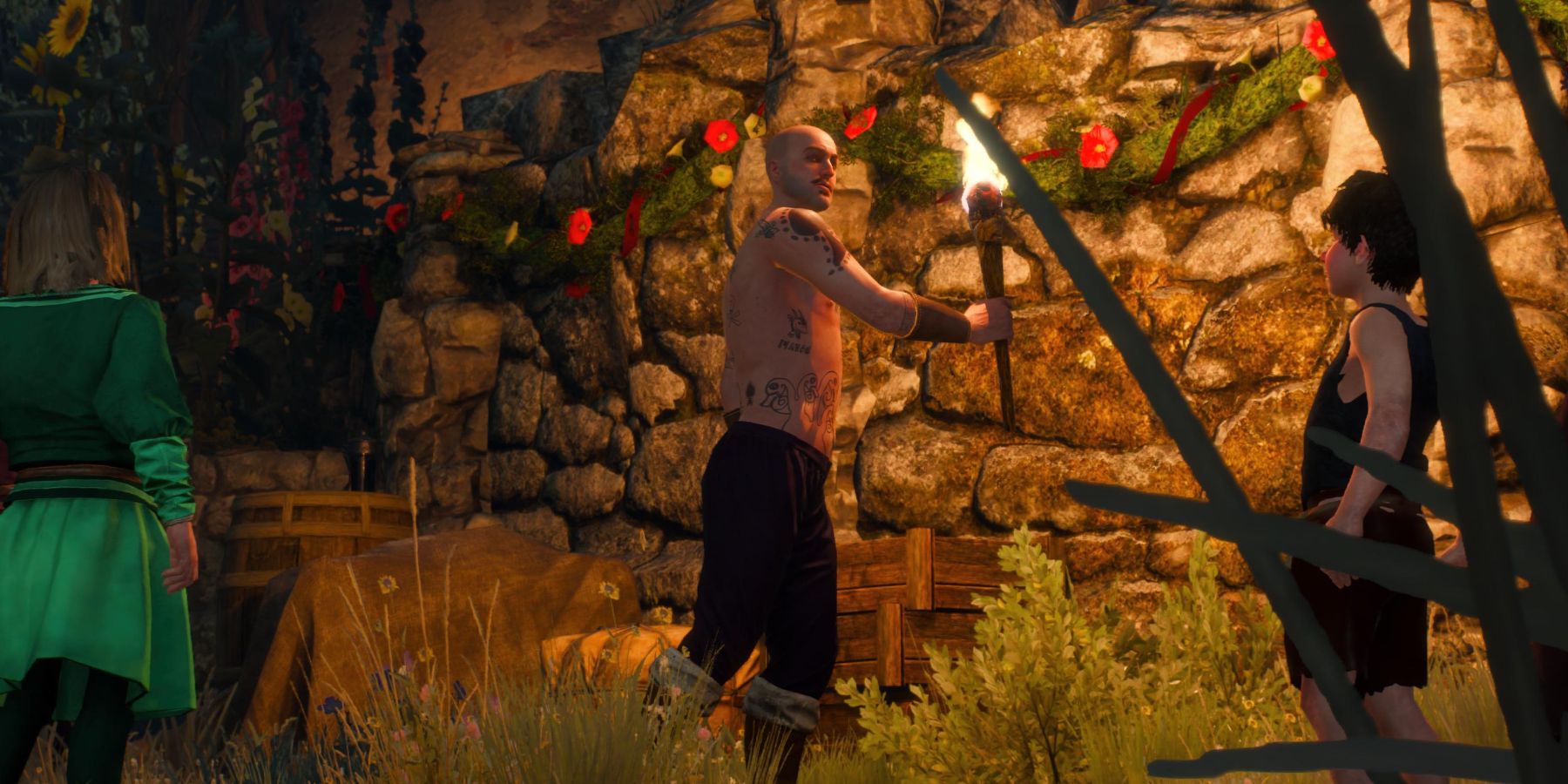 Witcher 3 - the fire eater entertaining at the wedding