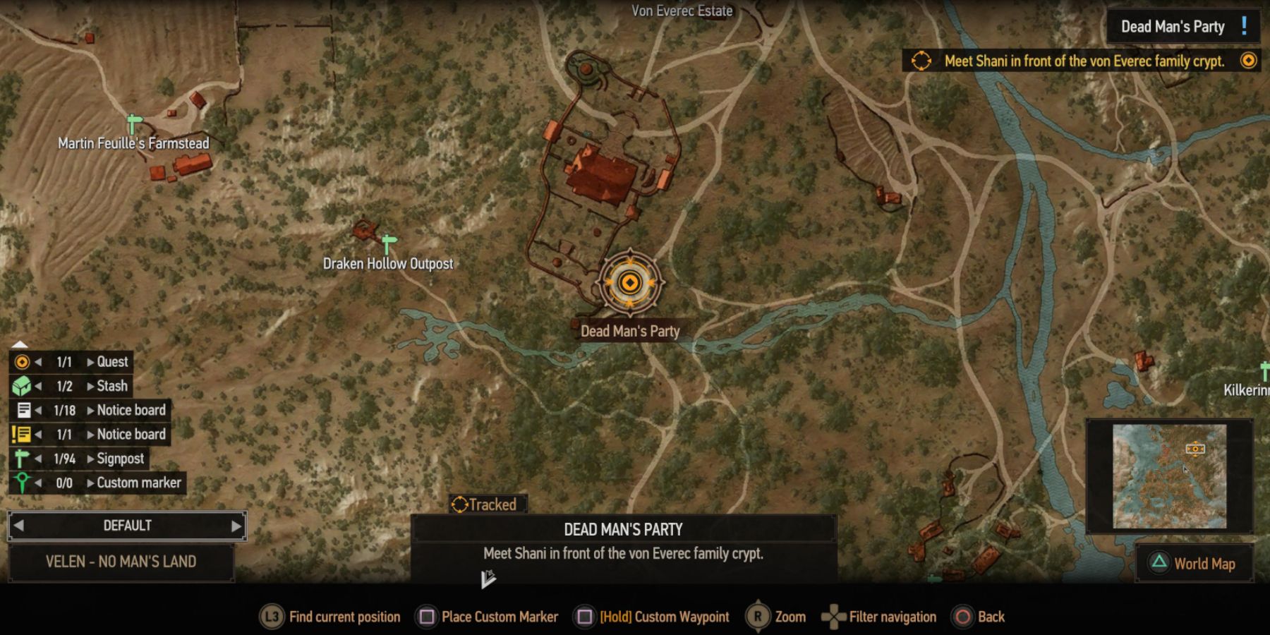 Witcher 3 - the von Everec crypt location on the map