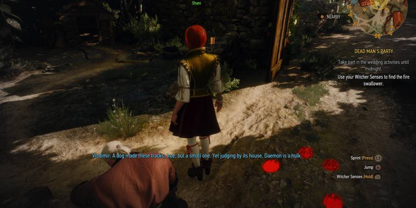 Witcher 3 - using witchers senses top track the dog and fire eater