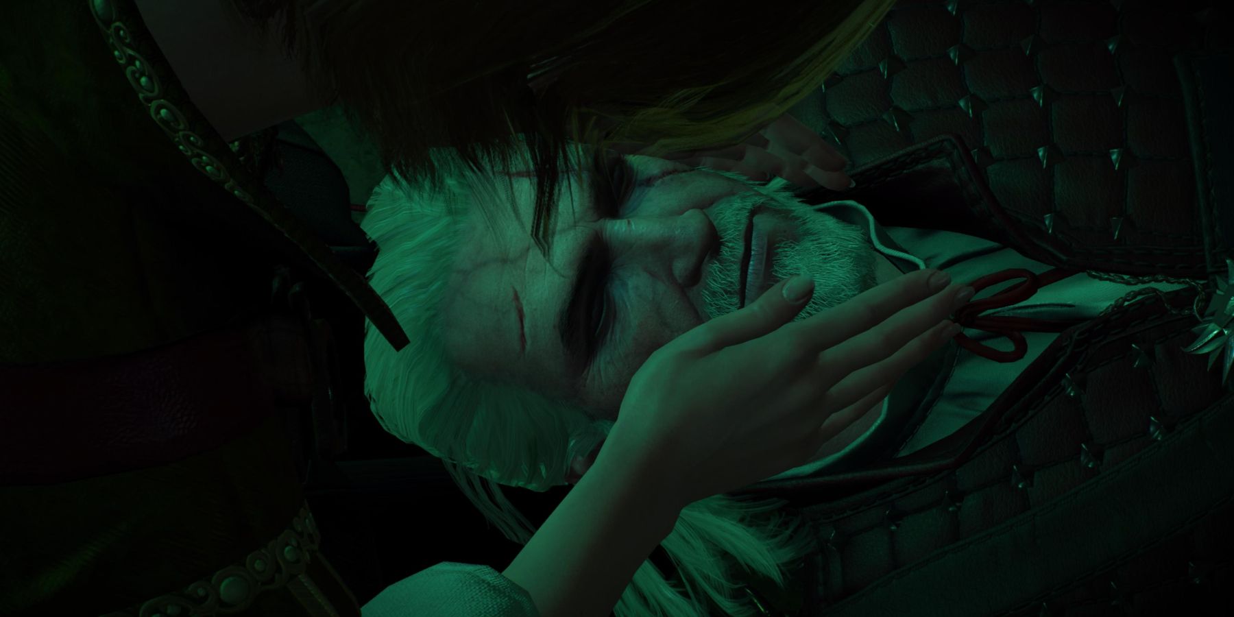 Witcher 3 - Vlodimir as Geralt waking up on Shani's lap