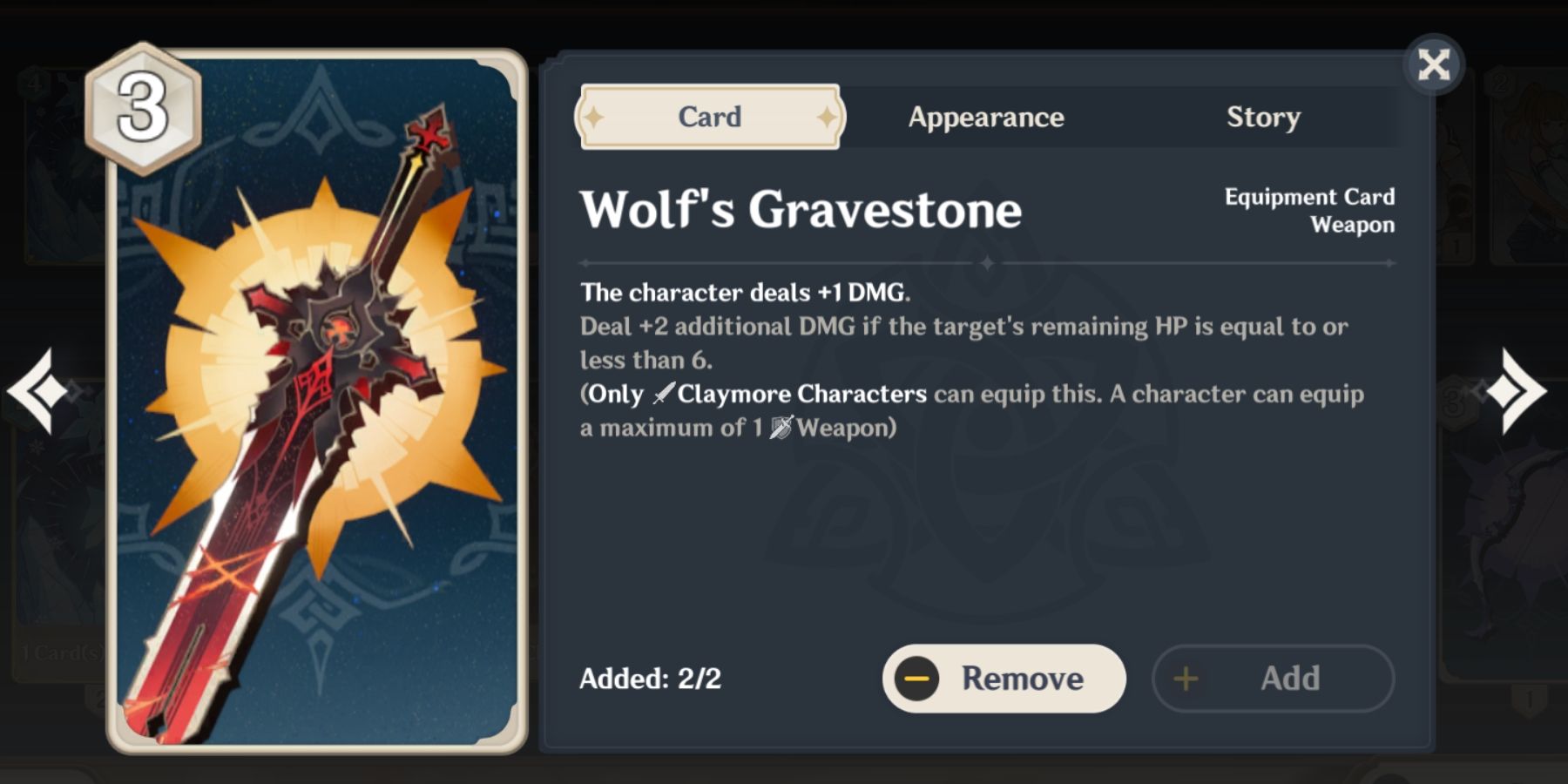 wolf gravestone in genshin impact tcg