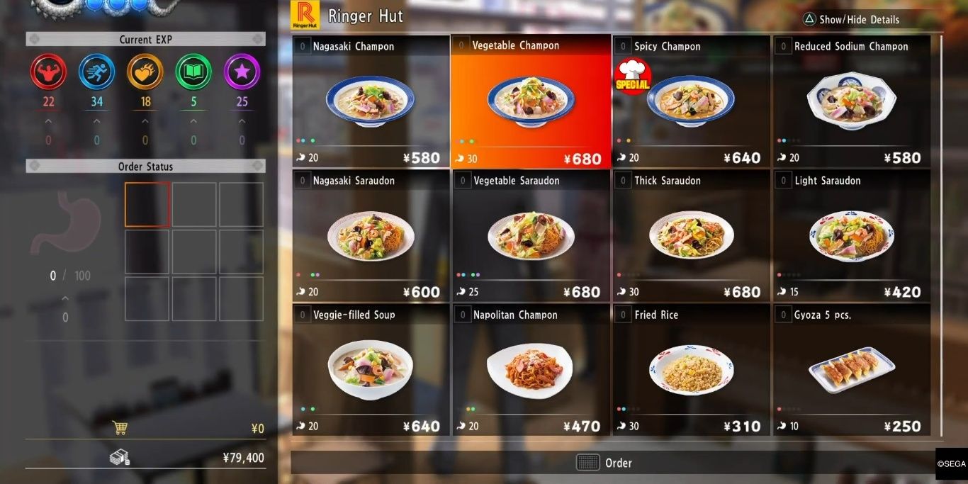 Yakuza 6 Food Combos- Ringer Hut