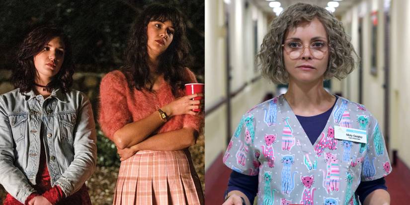 Split image of Shauna, Lottie, and Misty in Yellowjackets