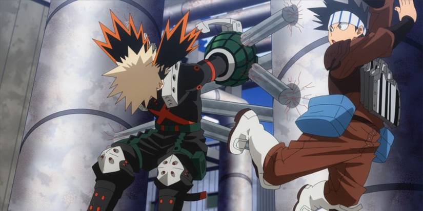 Yosetsu Awase welding Bakugo to a pillar