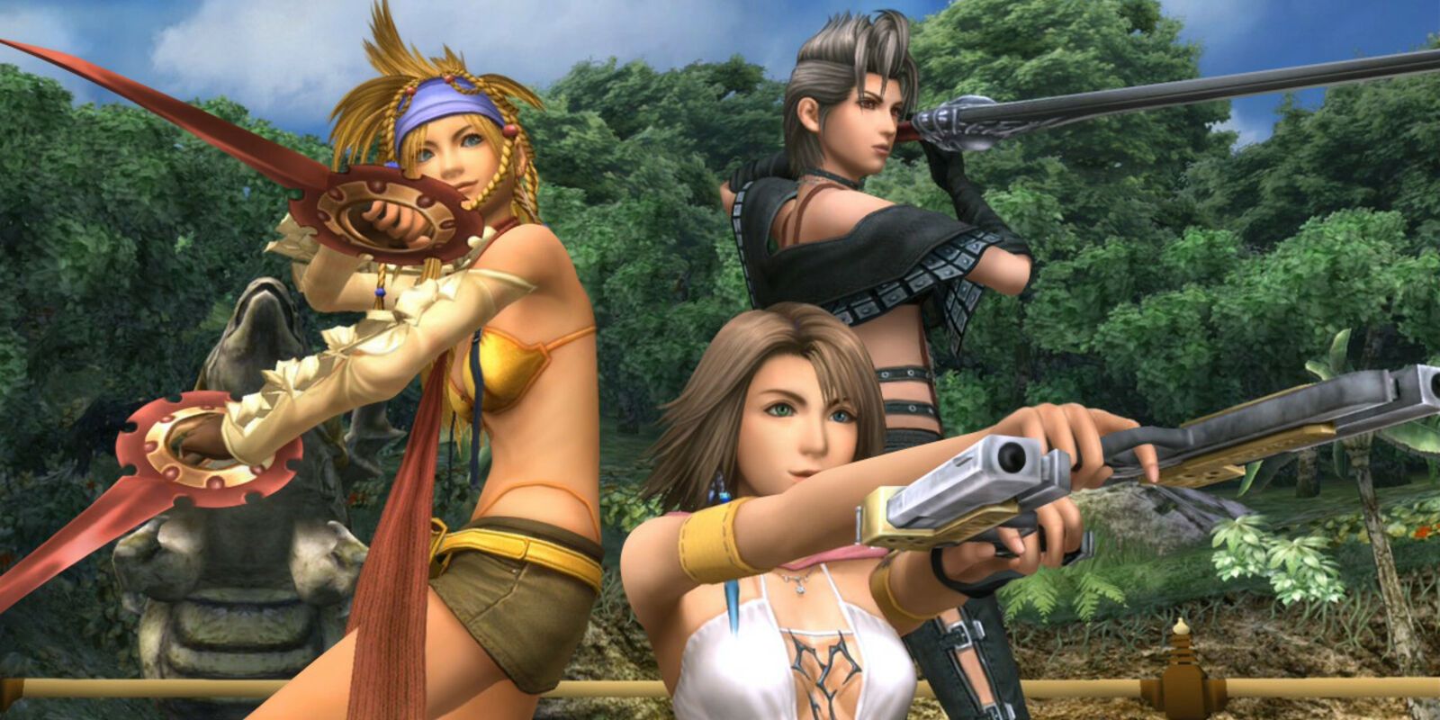 Yuna, Rikku, and Paine in Final Fantasy 10-2