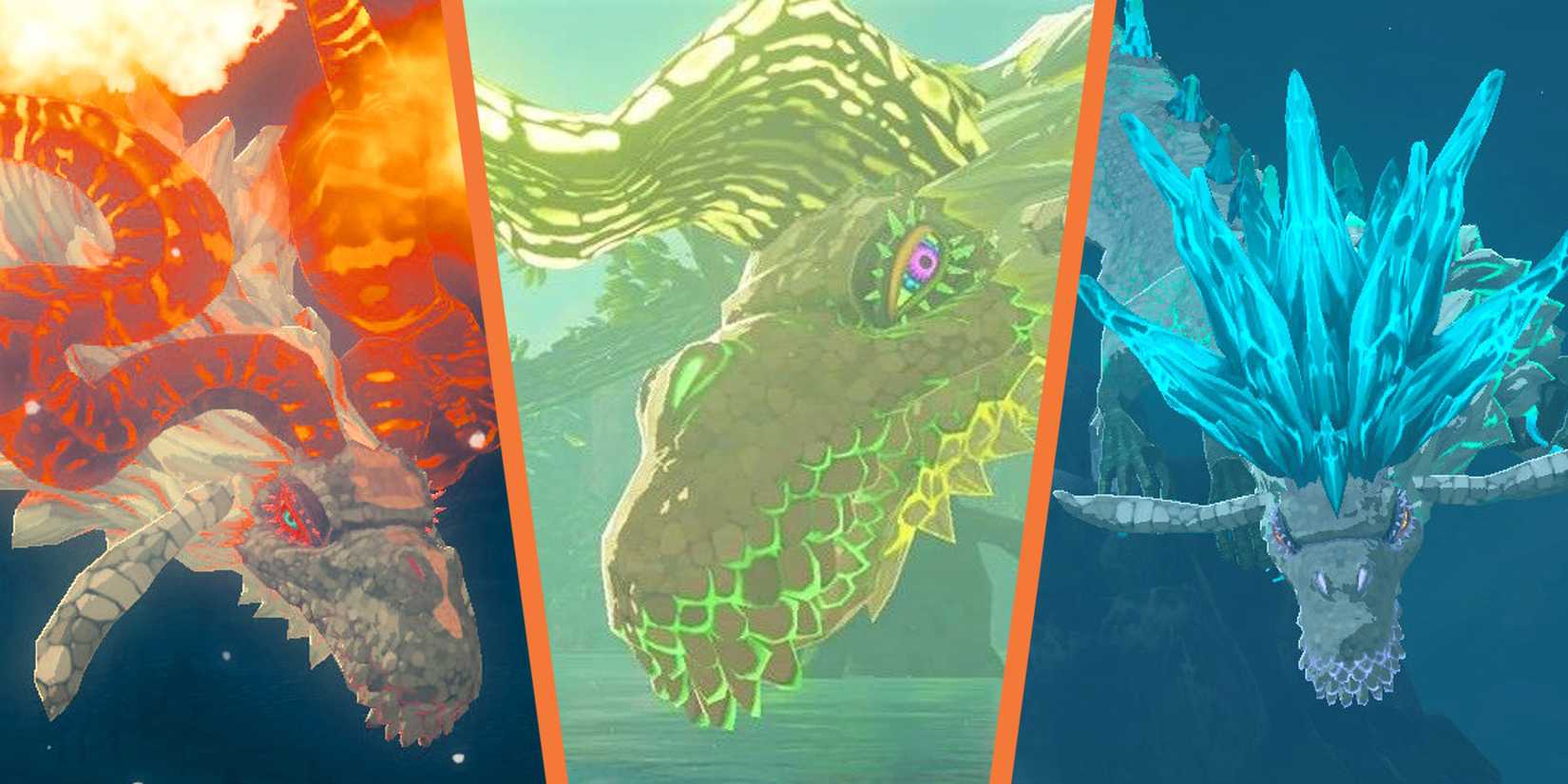 The three dragons from The Legend of Zelda: Breath of the Wild