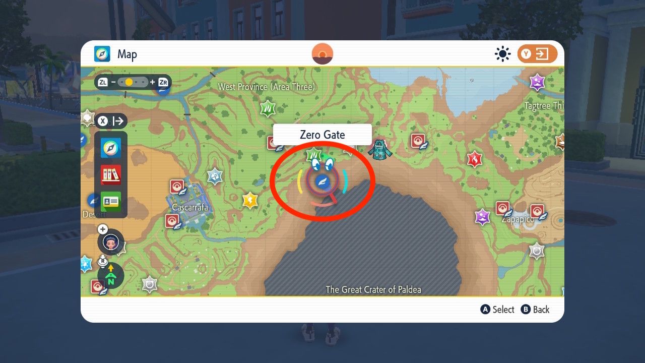 zero gate crater of paldea pokemon scarlet violet map