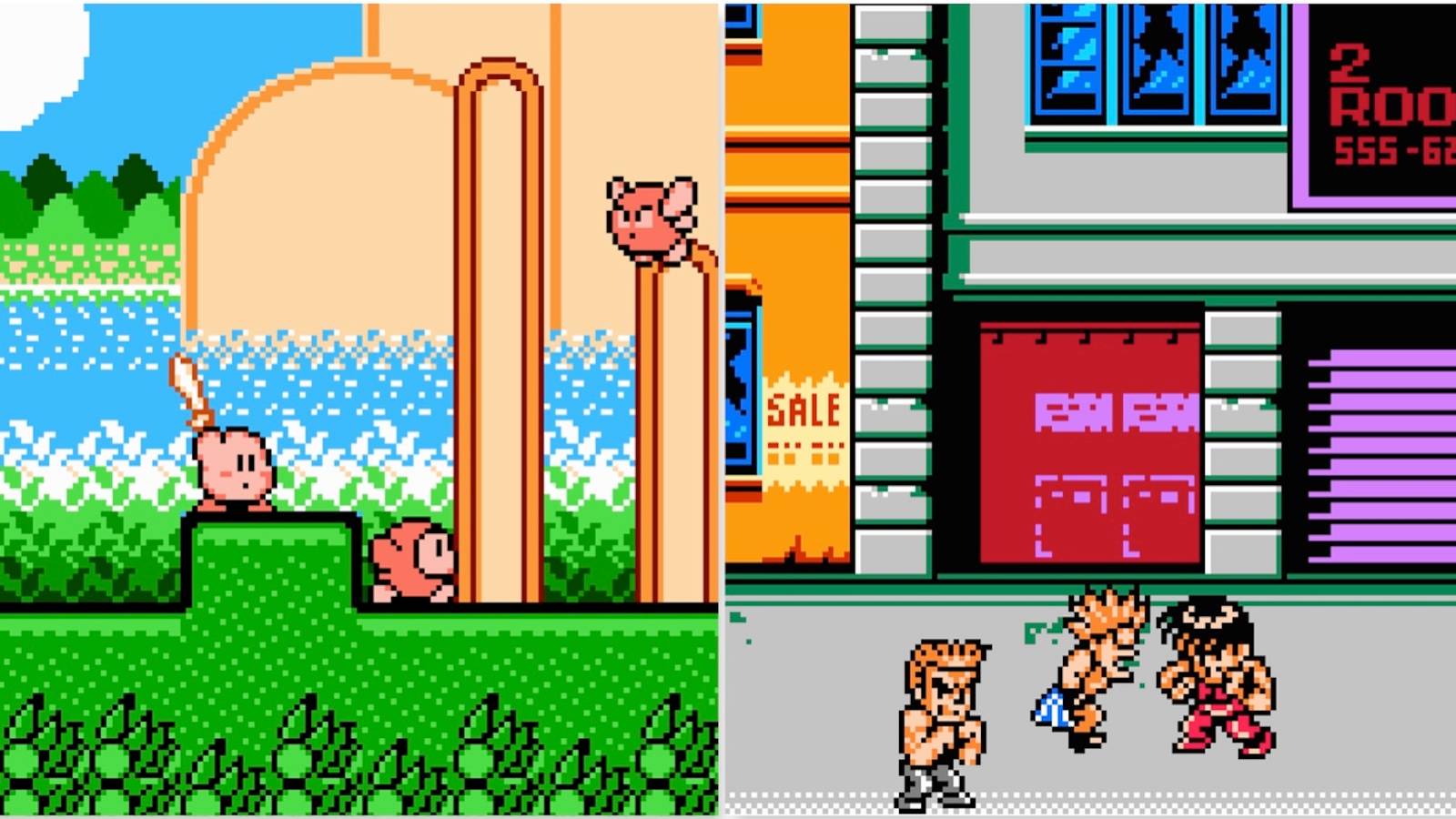 Fighting enemies in Kirby’s Adventure and Mighty Final Fight