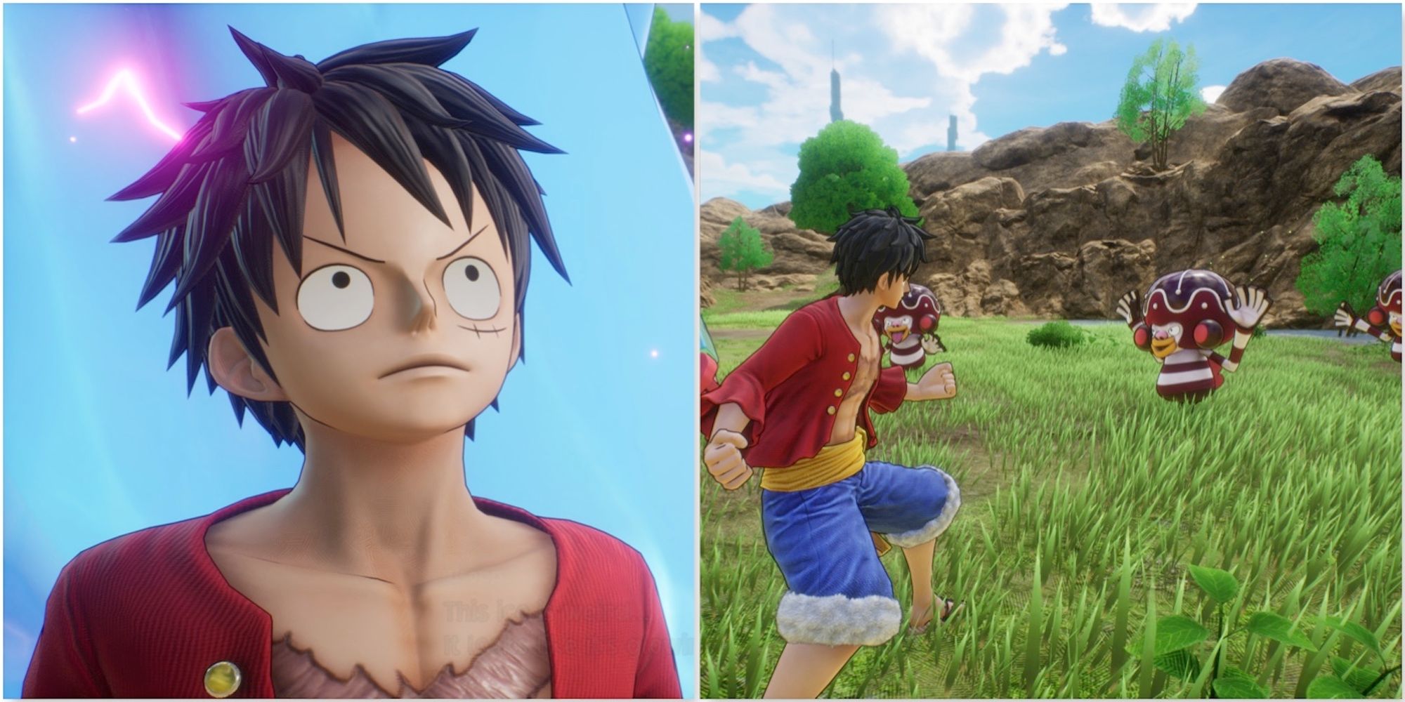 Luffy and fighting a battle in One Piece Odyssey