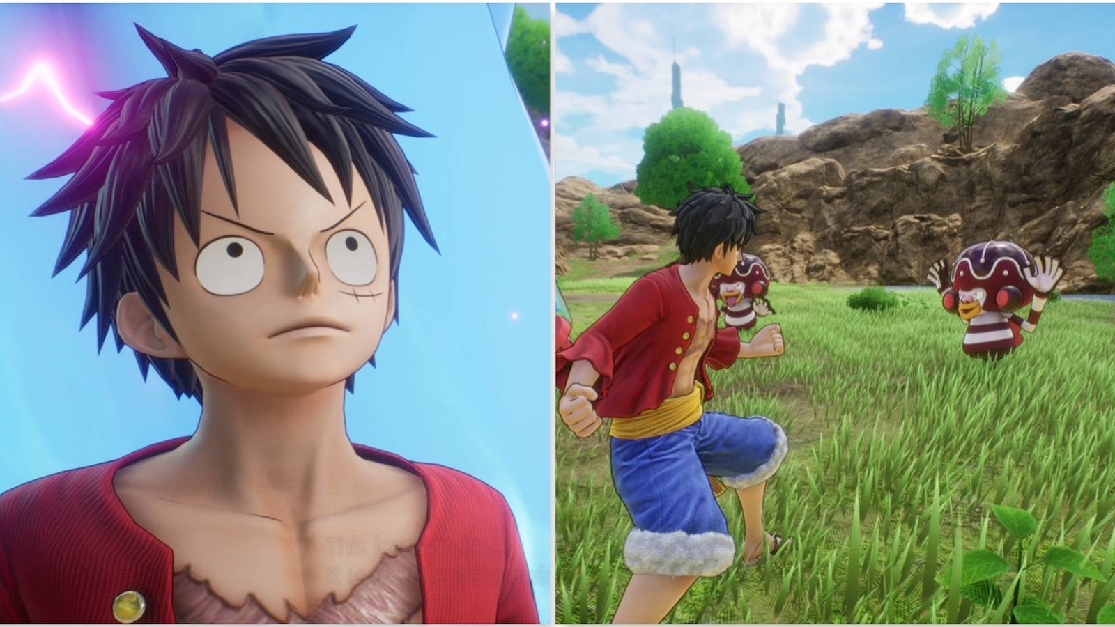 Luffy and fighting a battle in One Piece Odyssey