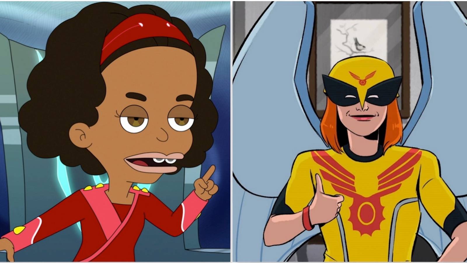 Missy in Big Mouth and Birdgirl in Birdgirl