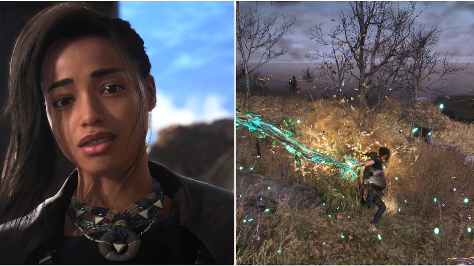 Frey and fighting enemies in Forspoken