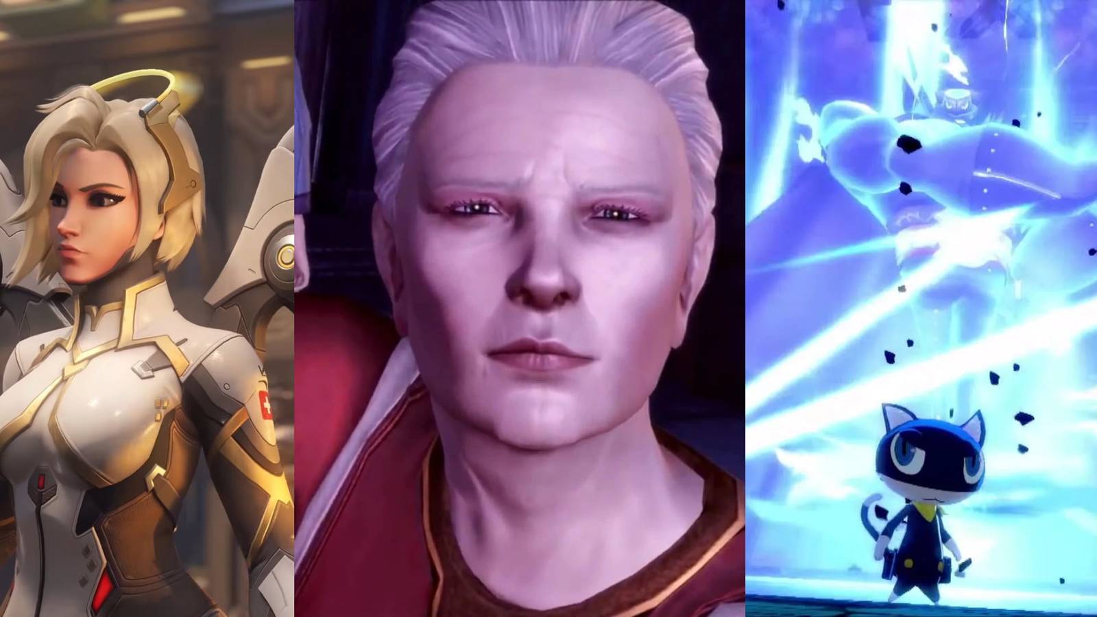 Three healers from a range of video games: Mercy from Overwatch, Wynne from Dragon Age: Origins and Morgana from Persona 5