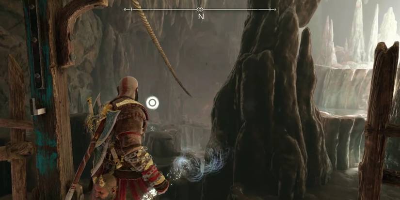Kratos explores the Applecore in God of War Ragnarok