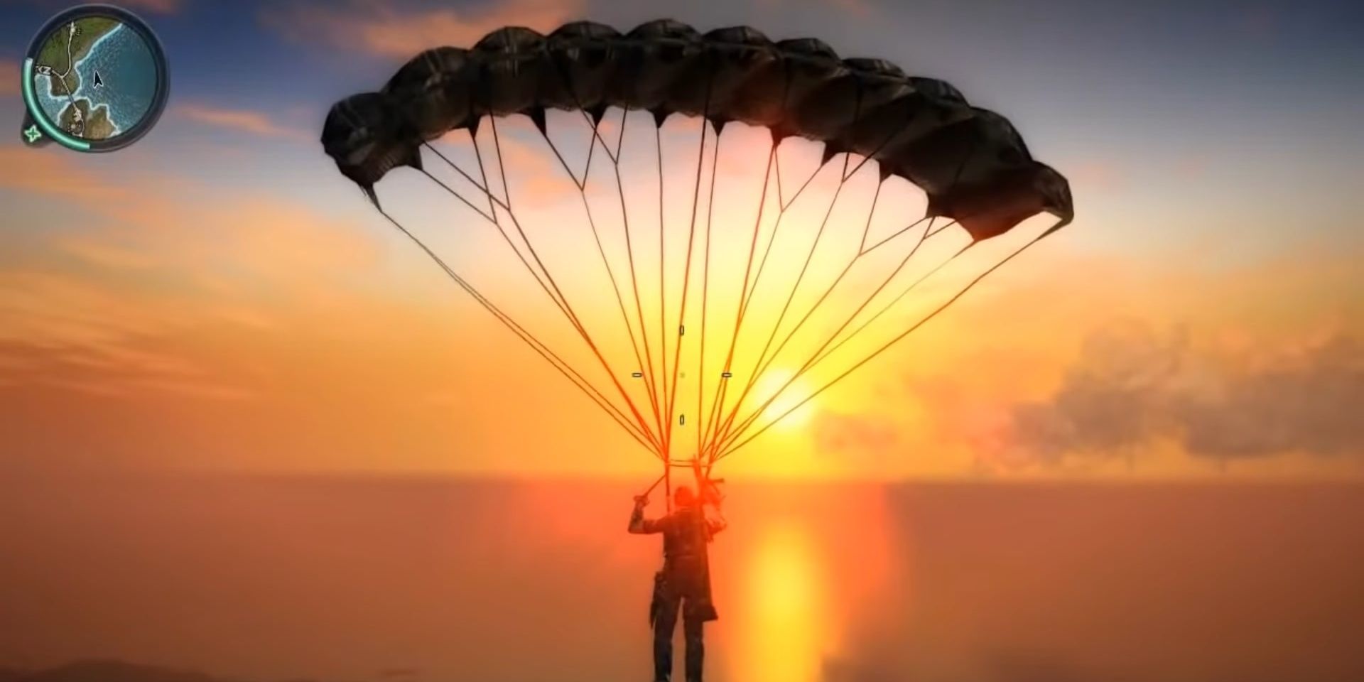 Just Cause 2 Parachuting During A Sunrise