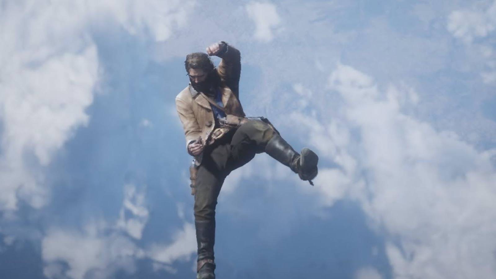 Arthur from Red Dead Redemption 2 falling through the skies