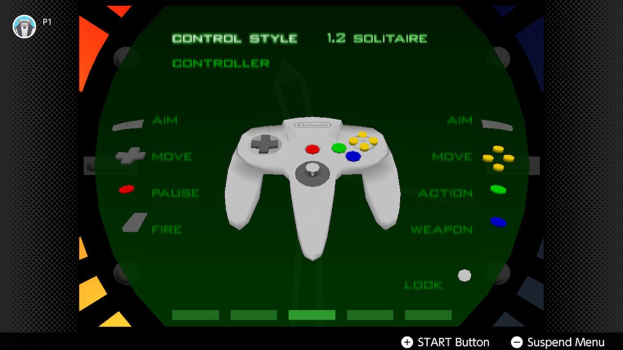 screenshot of the control options in the Goldeneye 007 pause menu playing on the Switch