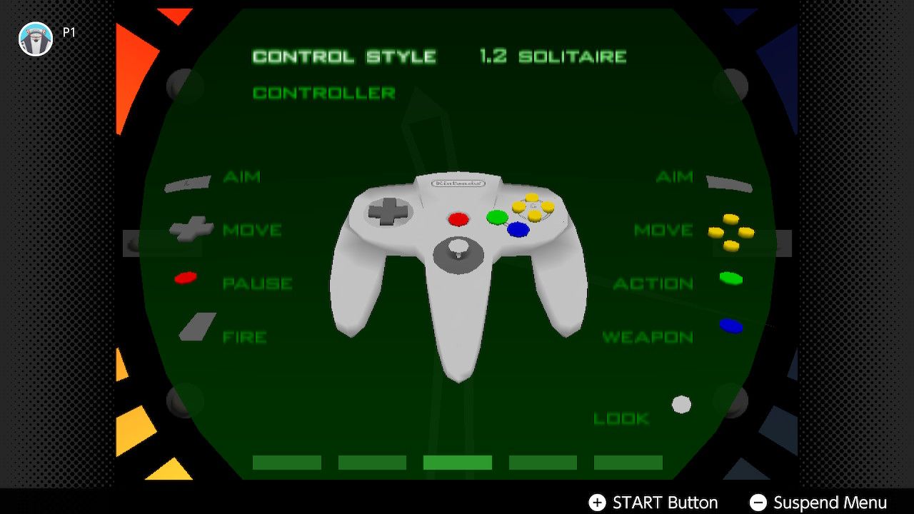 screenshot of the control options in the goldeneye 007 pause menu being played on switch