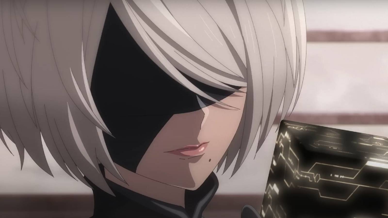 NieR: Automata Ver1.1a anime 2B holding black box