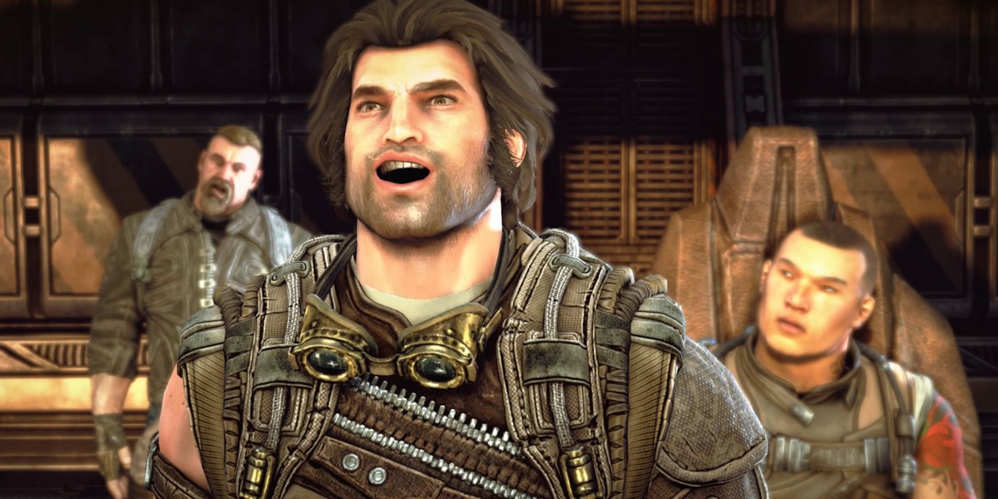 A cutscene featuring characters in Bulletstorm