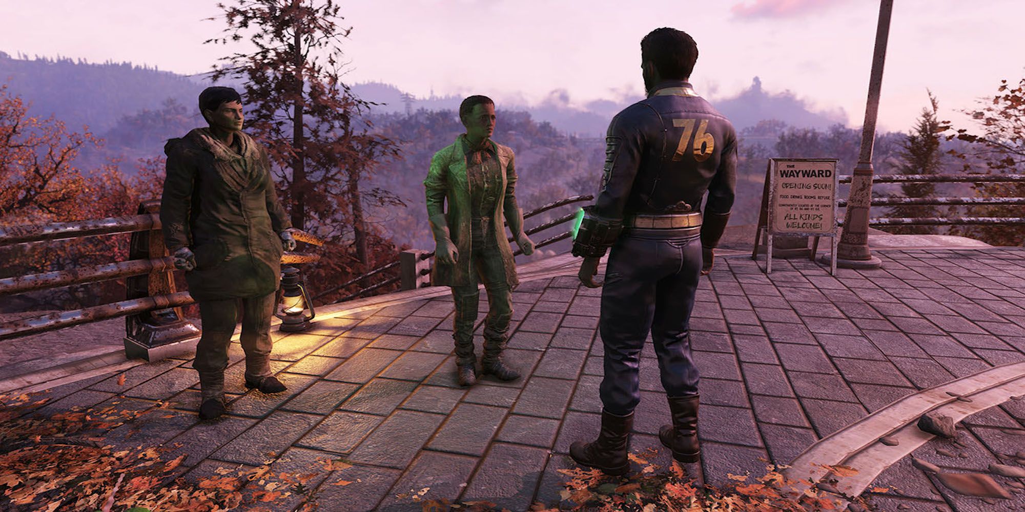 A cutscene featuring characters in Fallout 76
