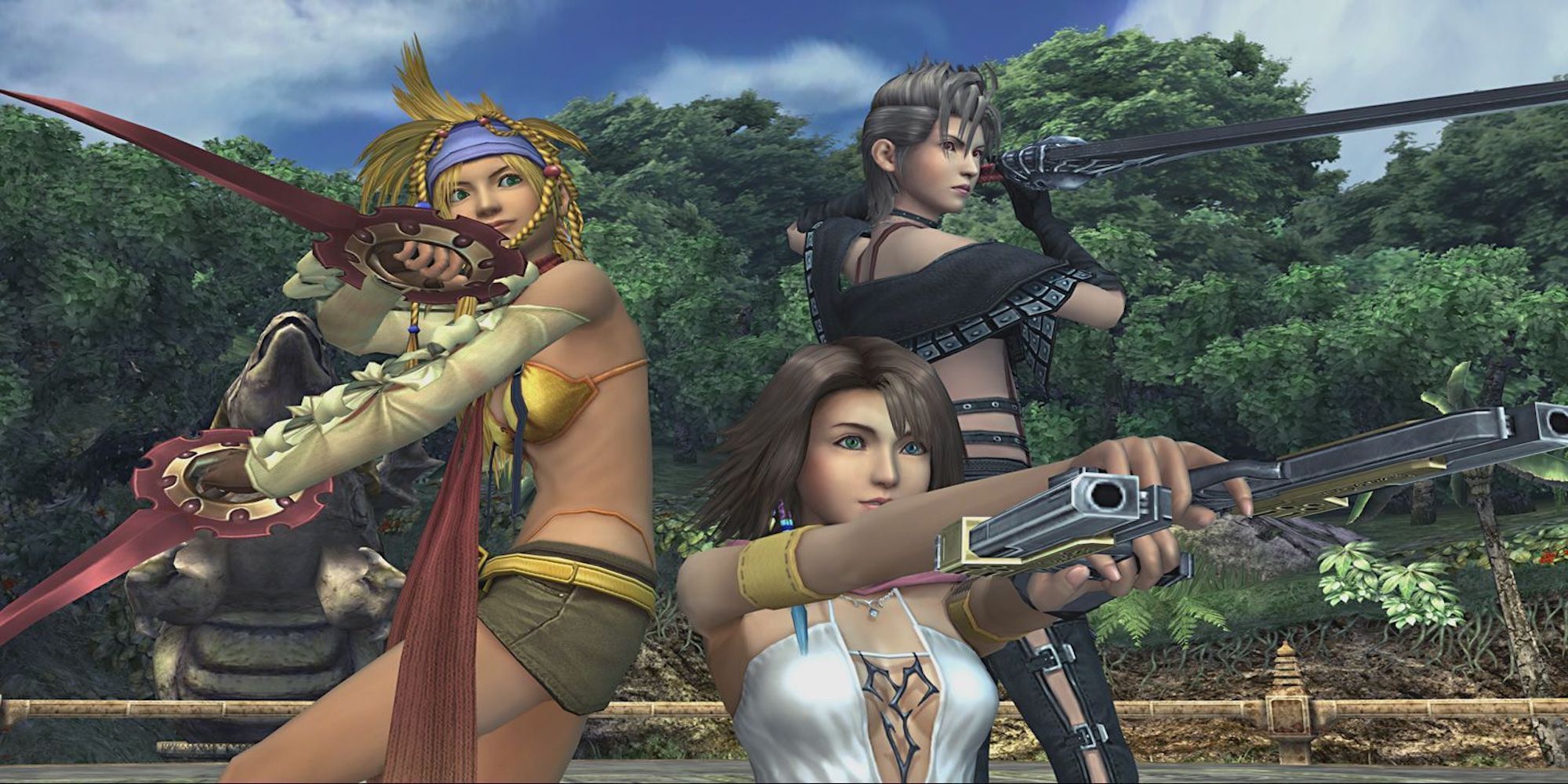 A cutscene featuring characters from Final Fantasy 10-2