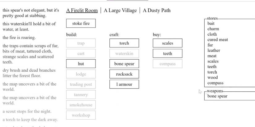 a screenshot from A Dark Room