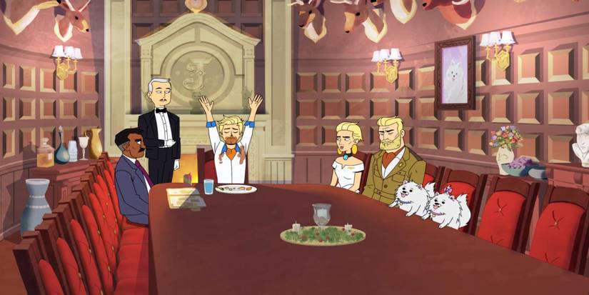 A dinner scene with the Jones family in Velma