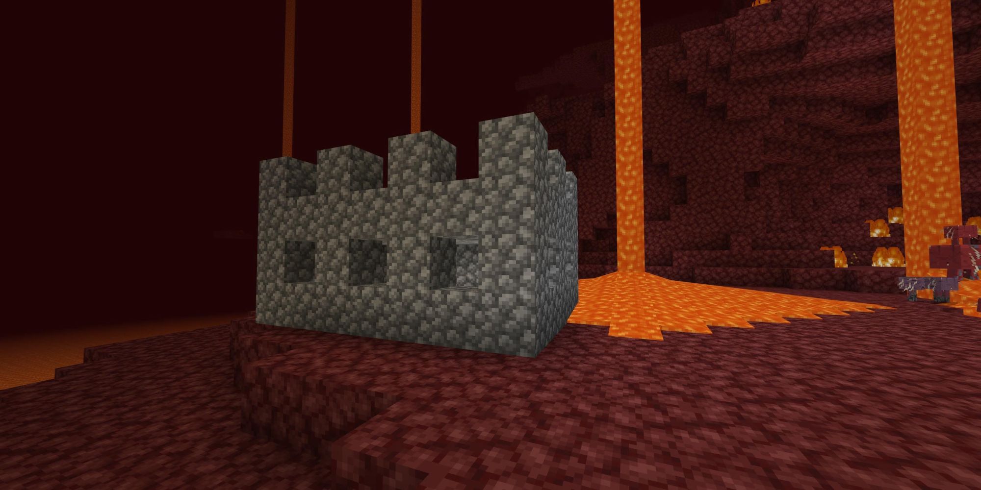 A player made fort in  the Nether in Minecraft