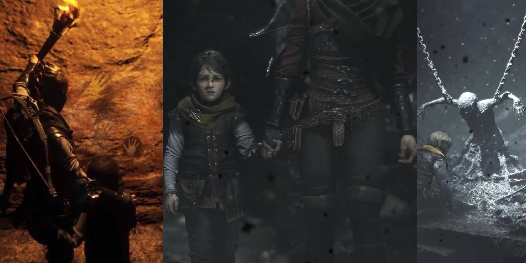 Collage of images from A Plague Tale Requiem